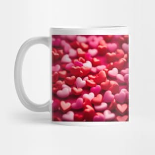 celebrating Valentines day, random floating love hearts Mug